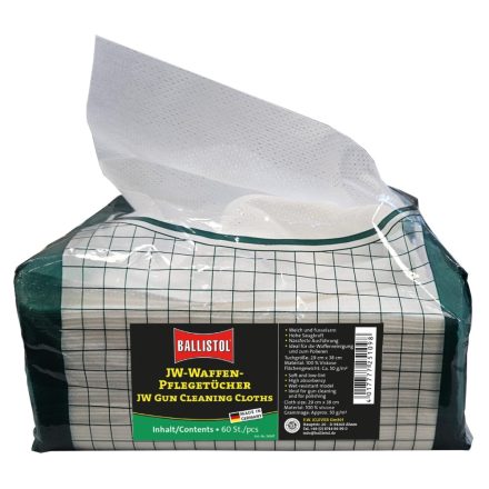 Ballistol JW fegyvertisztító kendők – 60 db kiszerelésben