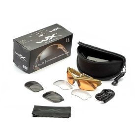   Wiley X CHVAL06T Valor Clear, Smoke Grey, Light Rust Mirror Tan Frame Glasses