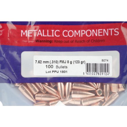 PPU  7,62 mm  (.310) 123 grs FMJ 100 darabos kiszerelésben